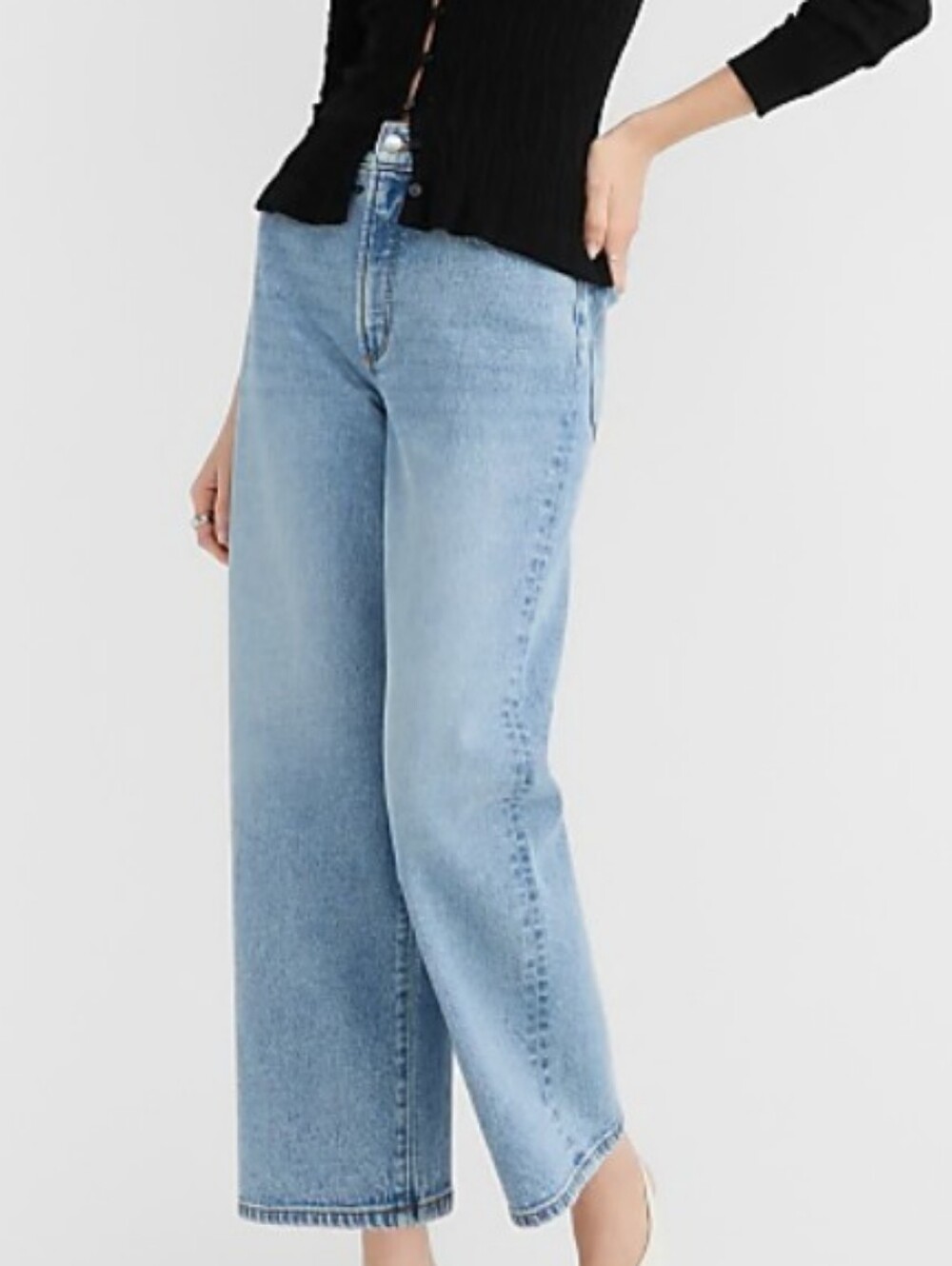 Ann Taylor THe TROUSER CROP Blue Wide-Leg Jeans HIGH R9SE SZ 0